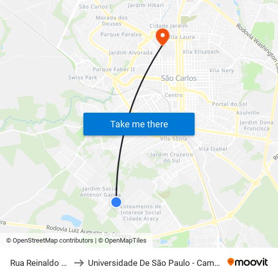 Rua Reinaldo Pizani to Universidade De São Paulo - Campus / Área I map