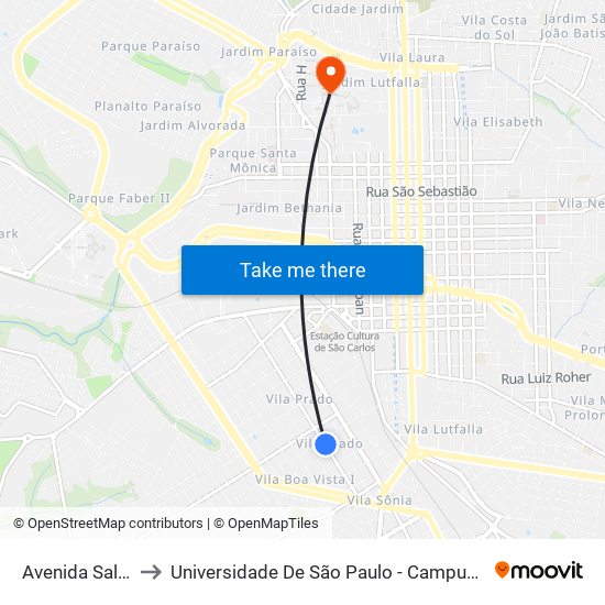 Avenida Sallum to Universidade De São Paulo - Campus / Área I map