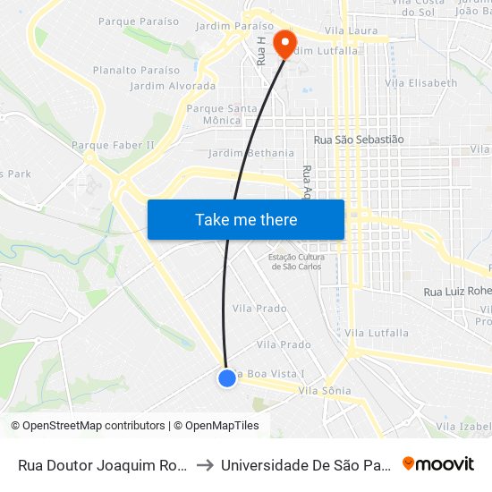 Rua Doutor Joaquim Rodrigues De Siqueira to Universidade De São Paulo - Campus / Área I map