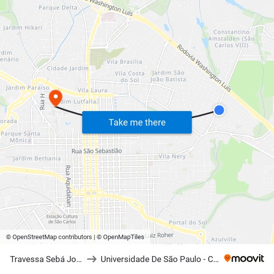 Travessa Sebá Jorge Kebe to Universidade De São Paulo - Campus / Área I map