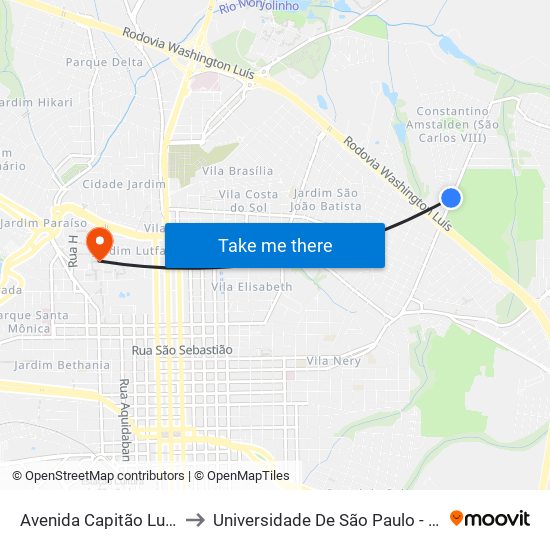 Avenida Capitão Luís Brandão to Universidade De São Paulo - Campus / Área I map