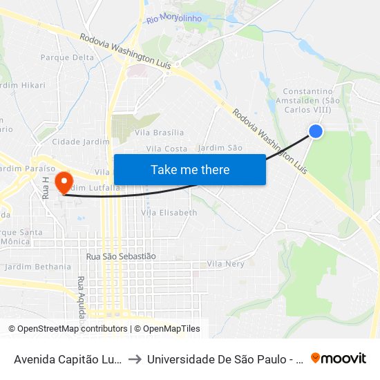 Avenida Capitão Luís Brandão to Universidade De São Paulo - Campus / Área I map