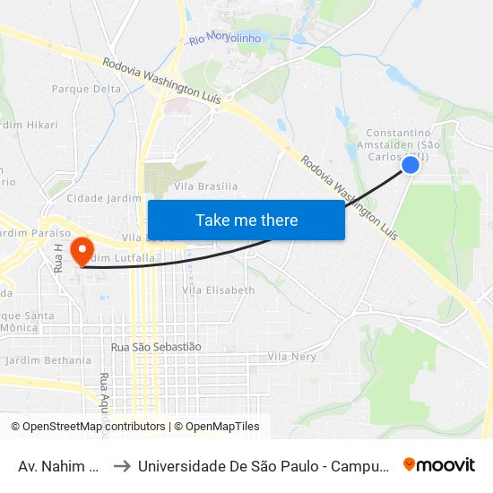 Av. Nahim Cury to Universidade De São Paulo - Campus / Área I map