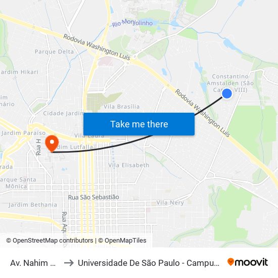 Av. Nahim Cury to Universidade De São Paulo - Campus / Área I map