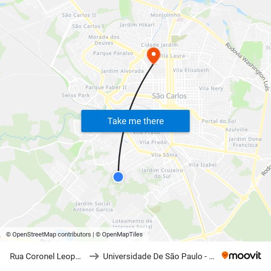 Rua Coronel Leopoldo Prado to Universidade De São Paulo - Campus / Área I map