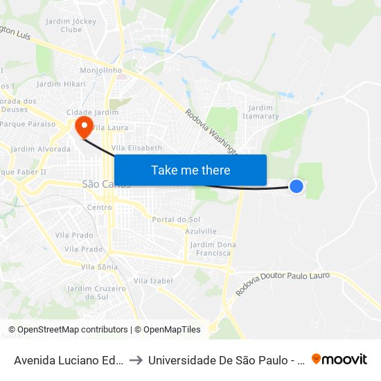 Avenida Luciano Eduardo Félix to Universidade De São Paulo - Campus / Área I map