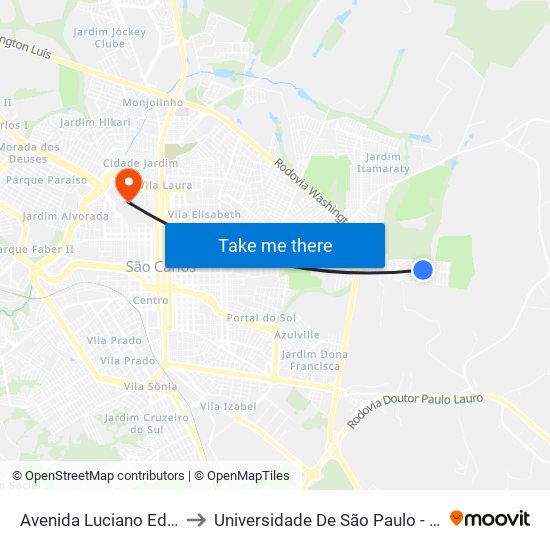 Avenida Luciano Eduardo Félix to Universidade De São Paulo - Campus / Área I map