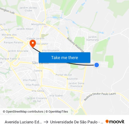 Avenida Luciano Eduardo Félix to Universidade De São Paulo - Campus / Área I map