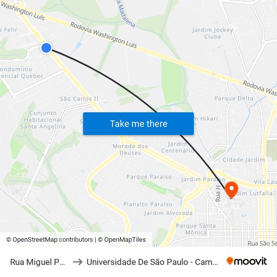 Rua Miguel Petroni to Universidade De São Paulo - Campus / Área I map