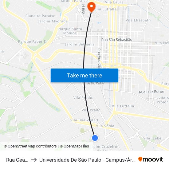 Rua Ceará to Universidade De São Paulo - Campus / Área I map