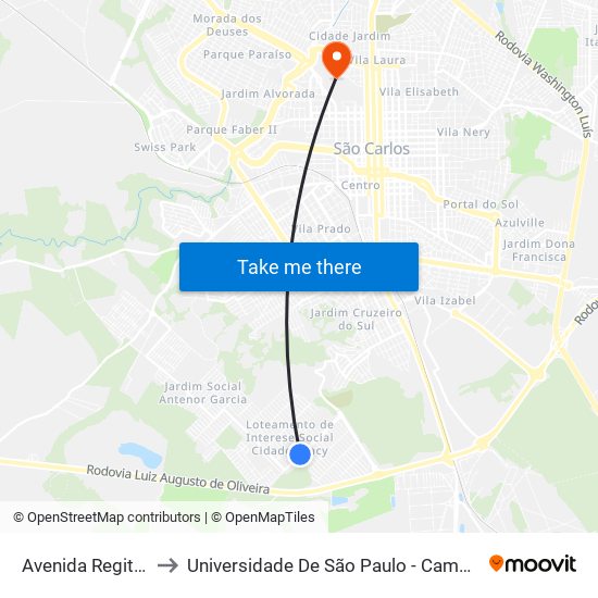 Avenida Regit Arab to Universidade De São Paulo - Campus / Área I map