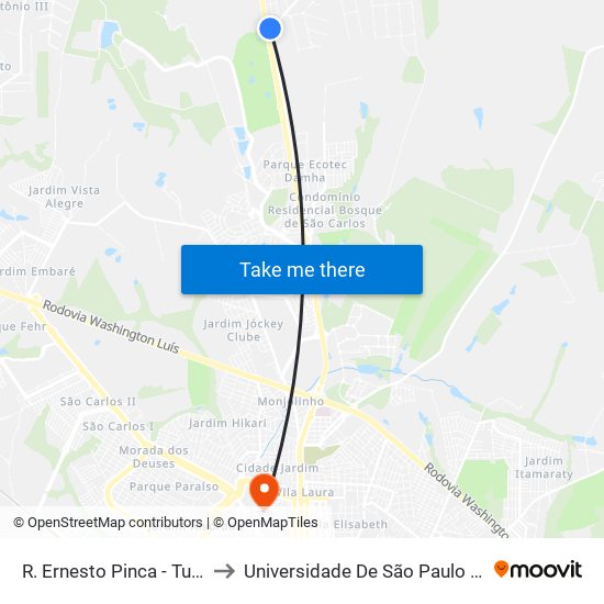 R. Ernesto Pinca - Tutoya Do Vale to Universidade De São Paulo - Campus / Área I map