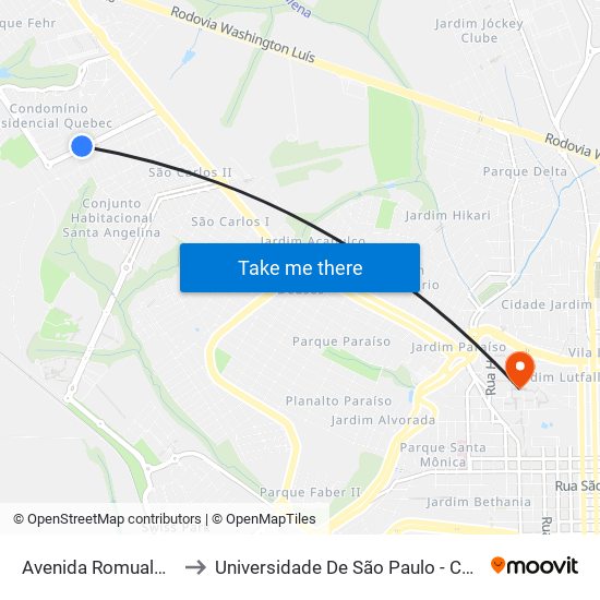 Avenida Romualdo Villani to Universidade De São Paulo - Campus / Área I map