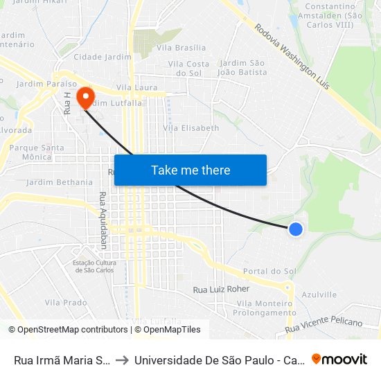 Rua Irmã Maria São Félix to Universidade De São Paulo - Campus / Área I map