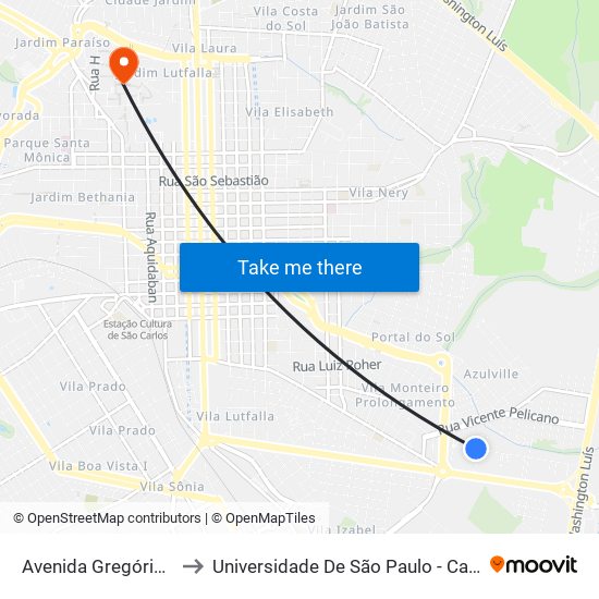 Avenida Gregório Aversa to Universidade De São Paulo - Campus / Área I map