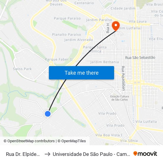 Rua Dr. Elpídeo Reali to Universidade De São Paulo - Campus / Área I map