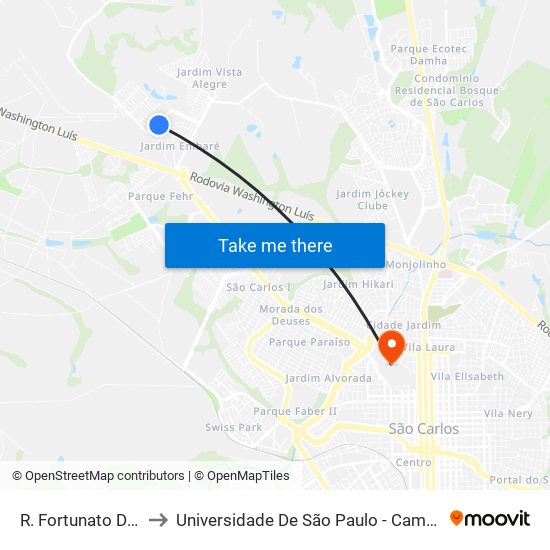 R. Fortunato Dovigo to Universidade De São Paulo - Campus / Área I map