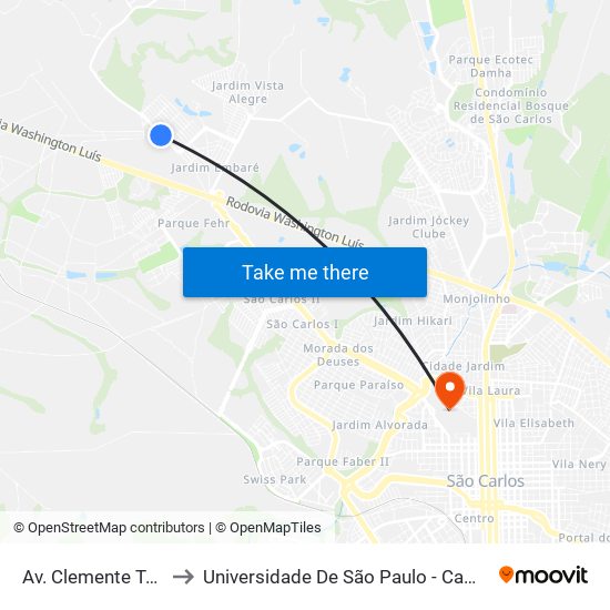 Av. Clemente Talarico to Universidade De São Paulo - Campus / Área I map