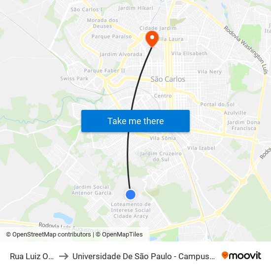 Rua Luiz Ollay to Universidade De São Paulo - Campus / Área I map