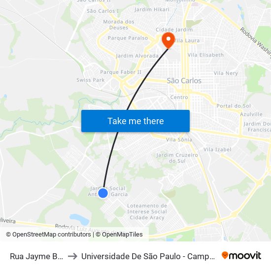 Rua Jayme Bruno to Universidade De São Paulo - Campus / Área I map