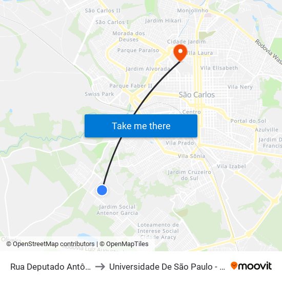 Rua Deputado Antônio Donato to Universidade De São Paulo - Campus / Área I map