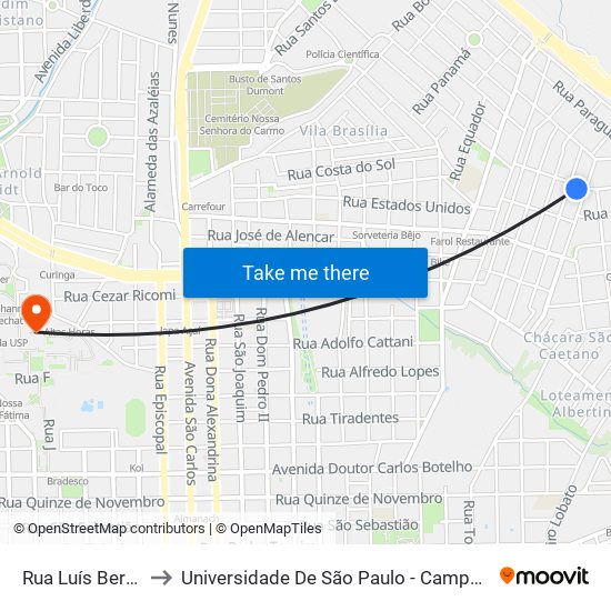 Rua Luís Bertollo to Universidade De São Paulo - Campus / Área I map