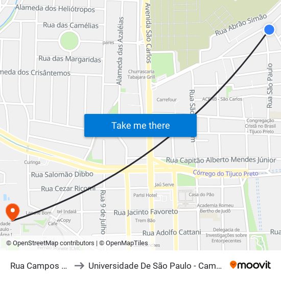 Rua Campos Salles to Universidade De São Paulo - Campus / Área I map