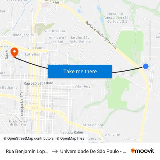 Rua Benjamin Lopes Osóres to Universidade De São Paulo - Campus / Área I map