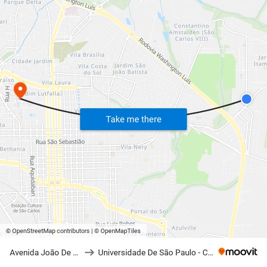Avenida João De Lourenço to Universidade De São Paulo - Campus / Área I map