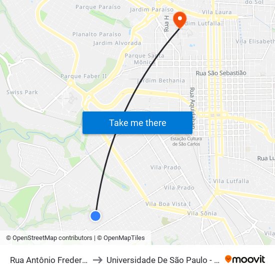 Rua Antônio Frederico Ozanan to Universidade De São Paulo - Campus / Área I map