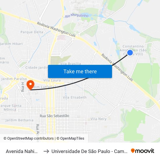 Avenida Nahim Cury to Universidade De São Paulo - Campus / Área I map