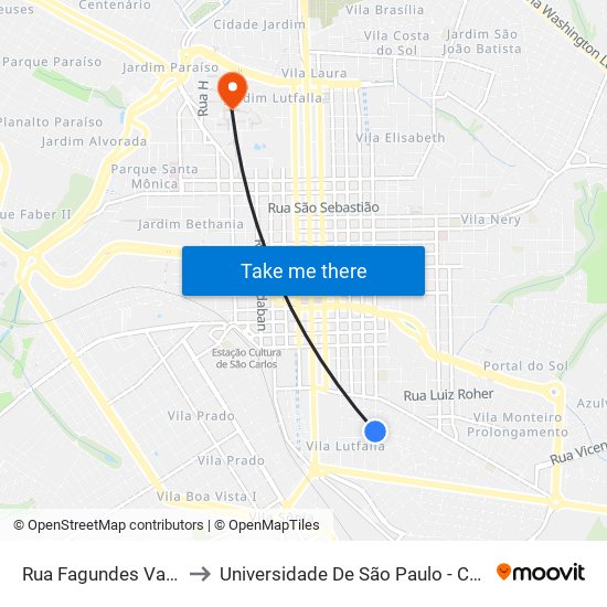 Rua Fagundes Varela, 262 to Universidade De São Paulo - Campus / Área I map