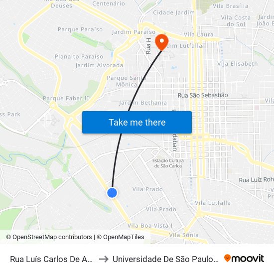 Rua Luís Carlos De Arruda Mendes to Universidade De São Paulo - Campus / Área I map