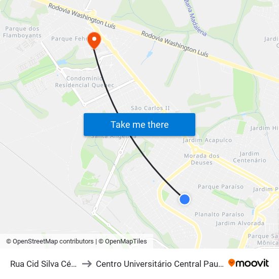 Rua Cid Silva César to Centro Universitário Central Paulista map
