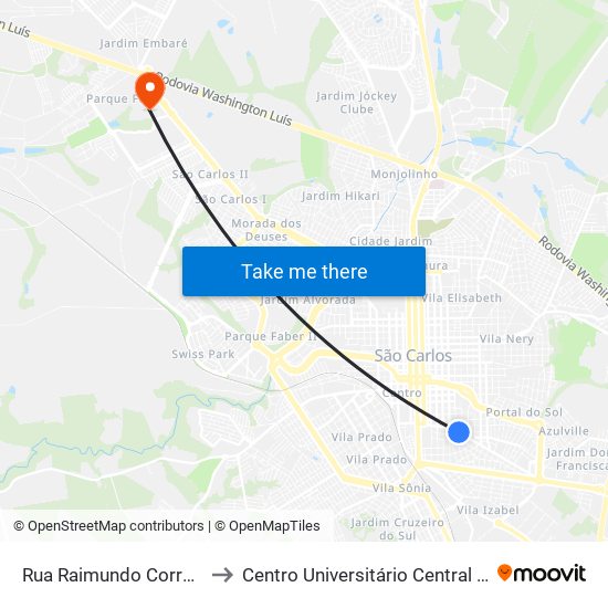 Rua Raimundo Corrêa (P3) to Centro Universitário Central Paulista map