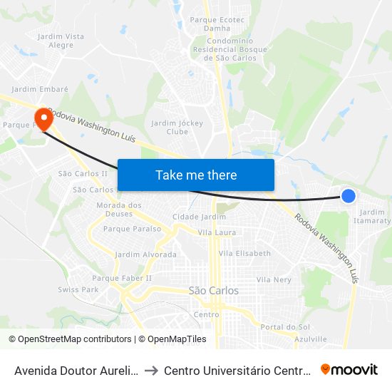Avenida Doutor Aurelio Catani to Centro Universitário Central Paulista map