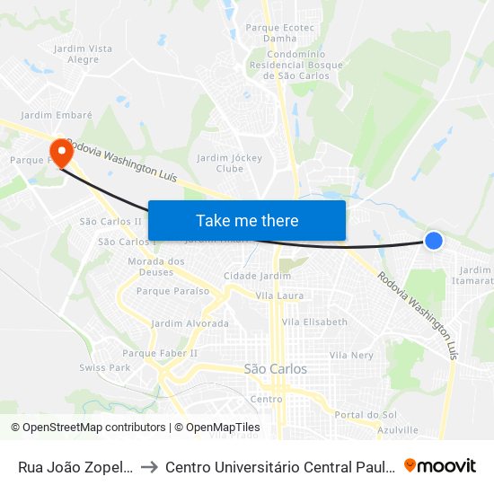 Rua João Zopelari to Centro Universitário Central Paulista map