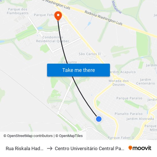 Rua Riskala Hadade to Centro Universitário Central Paulista map