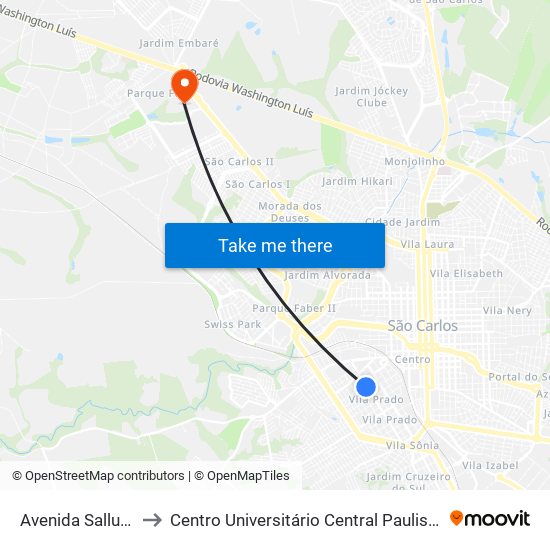 Avenida Sallum to Centro Universitário Central Paulista map