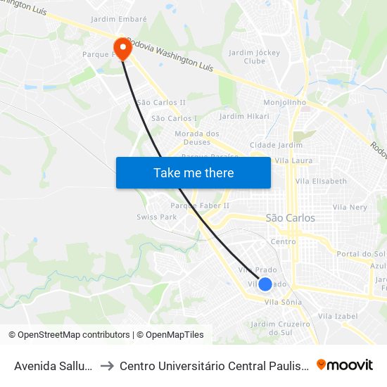 Avenida Sallum to Centro Universitário Central Paulista map