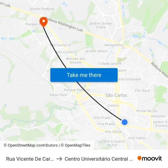 Rua Vicente De Carvalho to Centro Universitário Central Paulista map
