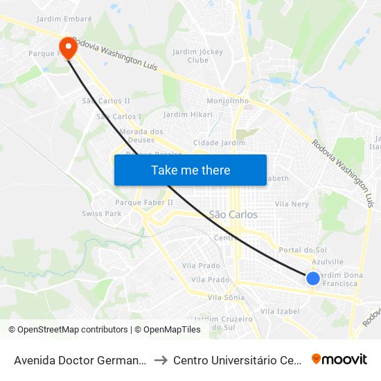 Avenida Doctor Germano Fher Júnior to Centro Universitário Central Paulista map