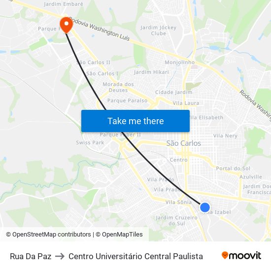 Rua Da Paz to Centro Universitário Central Paulista map