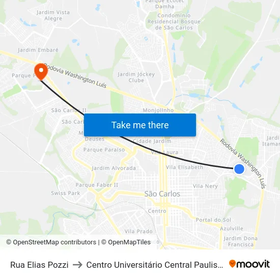 Rua Elias Pozzi to Centro Universitário Central Paulista map