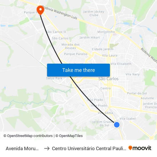 Avenida Morumbi to Centro Universitário Central Paulista map