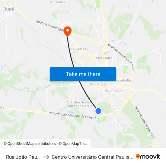 Rua João Paulo to Centro Universitário Central Paulista map