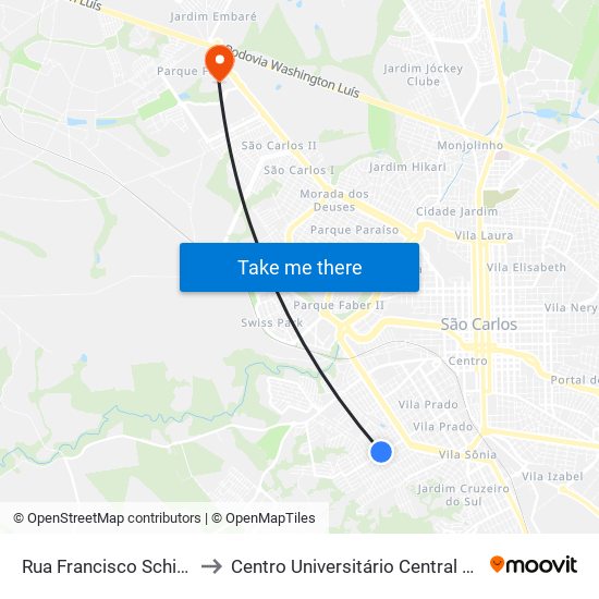 Rua Francisco Schiavone to Centro Universitário Central Paulista map