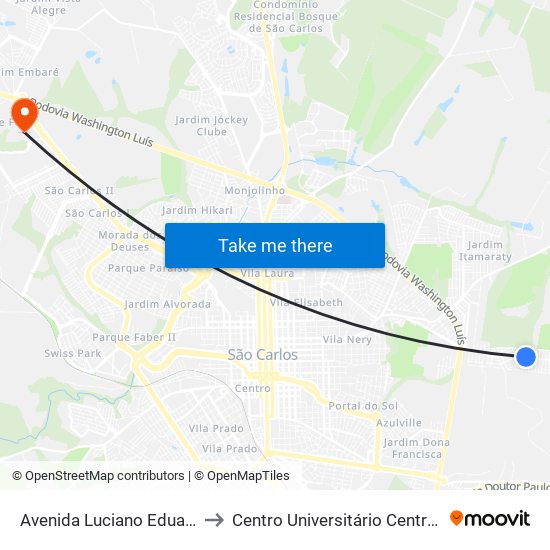 Avenida Luciano Eduardo Félix to Centro Universitário Central Paulista map