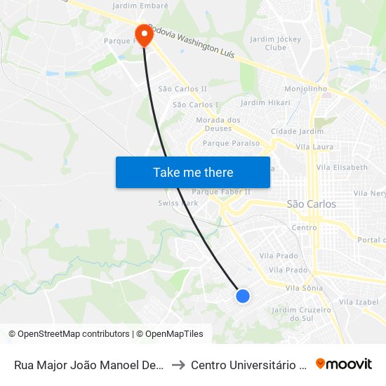 Rua Major João Manoel De Campos Penteado to Centro Universitário Central Paulista map