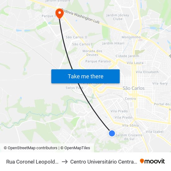 Rua Coronel Leopoldo Prado to Centro Universitário Central Paulista map